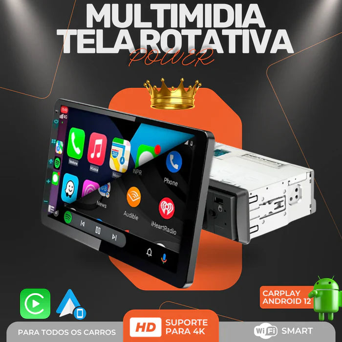 CENTRAL MULTIMIDIA UNIVERSAL | WIifi Android 12" Tela Flutuante TouchScreen + Câmera de Ré
