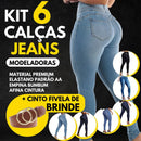 KIT 6 Calças Jeans Modeladoras + Cinto Fivela Argola Dupla de Brinde