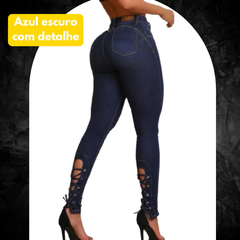 KIT 6 Calças Jeans Modeladoras + Cinto Fivela Argola Dupla de Brinde