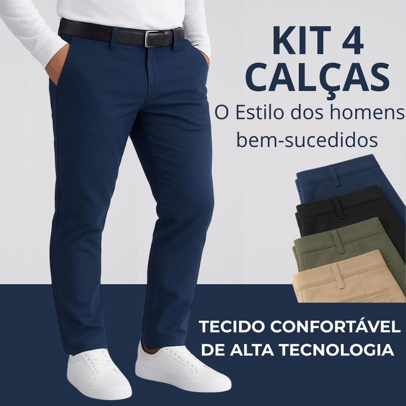 Kit 4 Calças Sociais + Brinde Cinto Social Couro